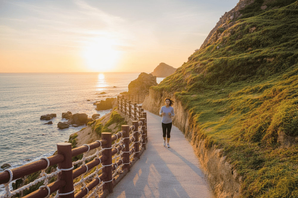 Đường n&uacute;i tại kỳ co dốc thoải, dễ đi.